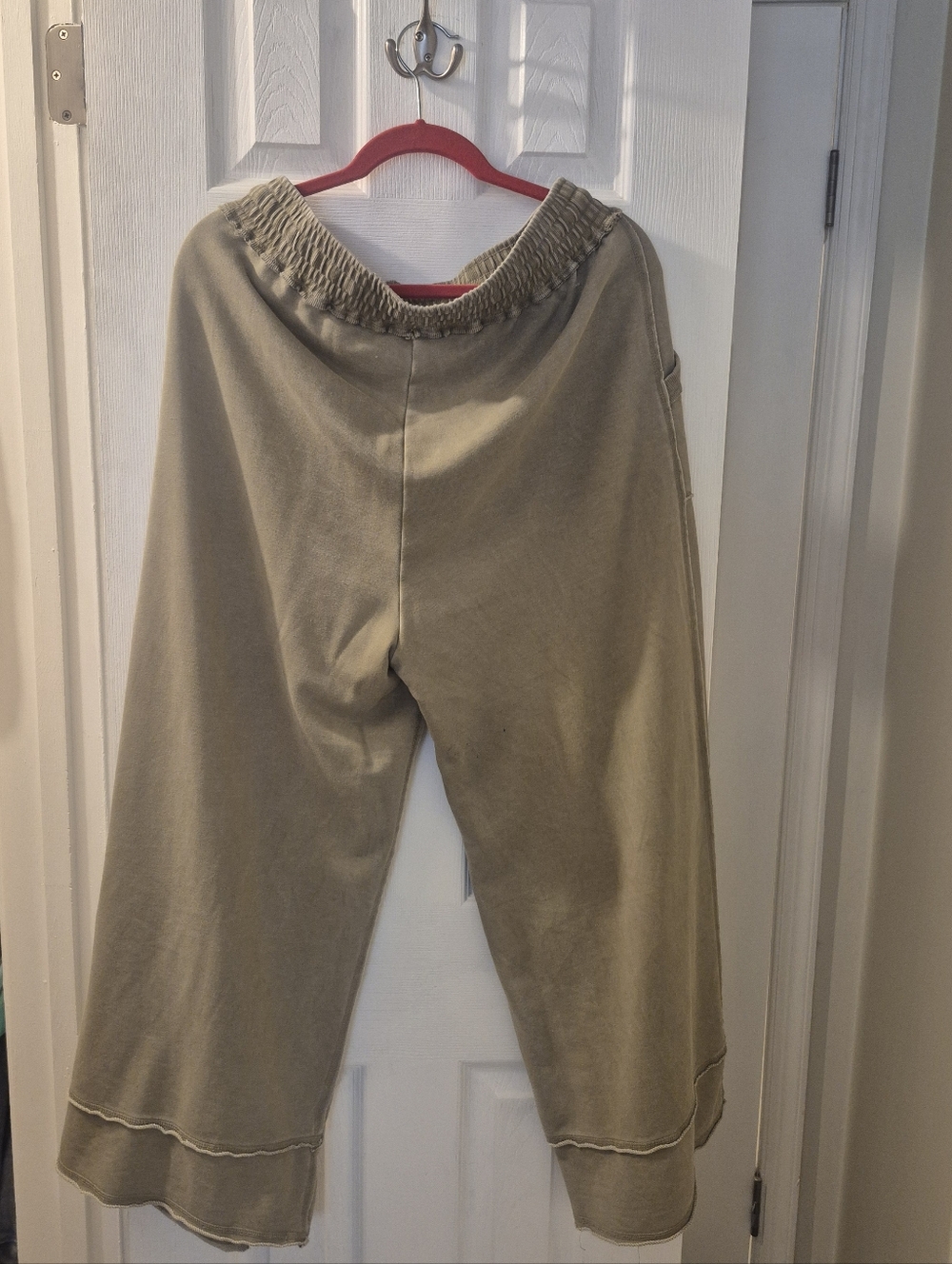 Free People | Daily Practice, Wide Leg Drawstring Sweatpants in Olive Green - Picture 2 of 4